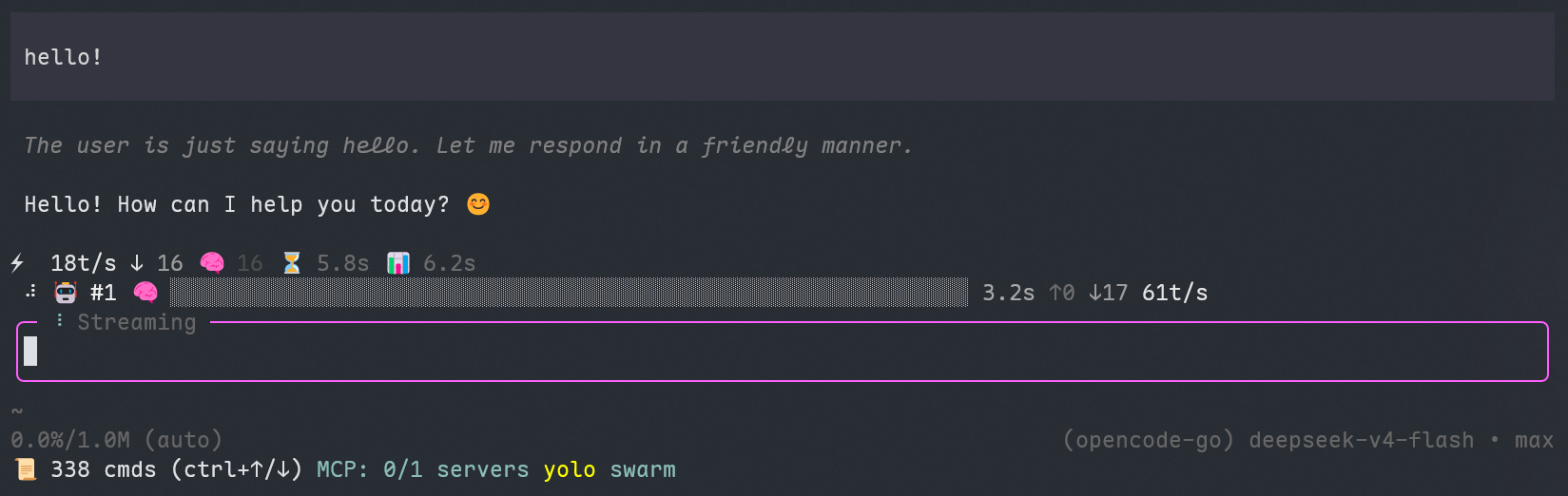 Closed-box editor with streaming state in the top border